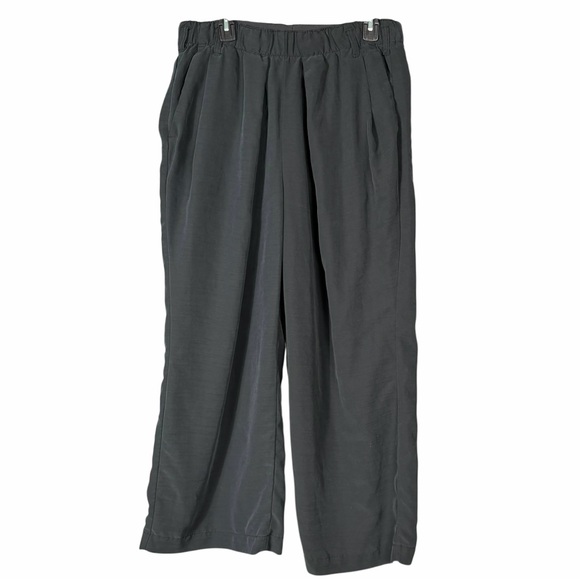 Free People Wide Leg Pants Sz Medium Black Nothin to Say Pleated Trouser Pull On - Picture 3 of 9